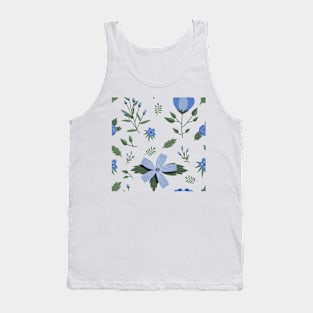 Blue Flower Floral Print Tank Top